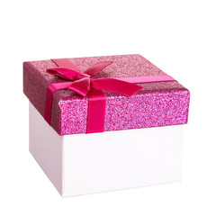 box for gifts, beautiful design, box closed with lid, isolated on white background