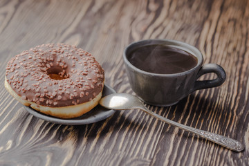 chocolate donut,traditional Polish donut,a donut for an old recipe,home donut