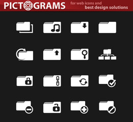 Folder white icons set