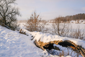 Landscape with the image of winter meadow
