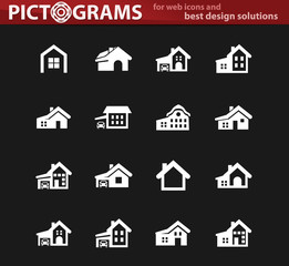 Fototapeta premium house type white icon set