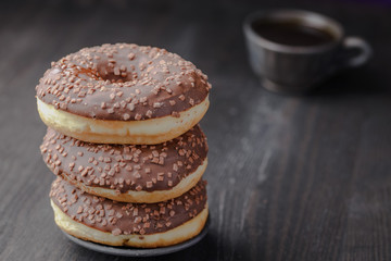 chocolate donut,traditional Polish donut,a donut for an old recipe,home donut