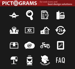 Post service white icons set