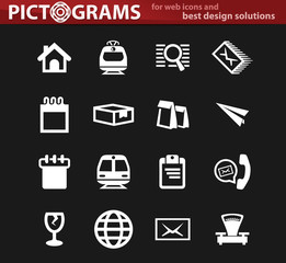 Post service white icons set