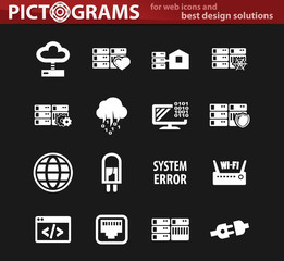 Server white icon set