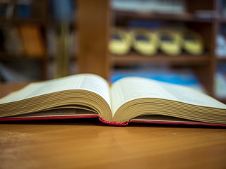 book on the table selective focus close view