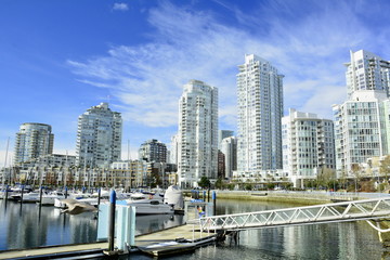 Fototapeta na wymiar High end luxury condominiums in the Yaletown district of Vancouver BC,Canada.