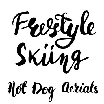 Freestyle skiing black lettering text