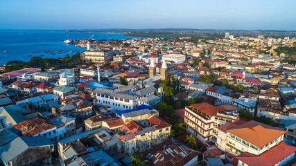 Aerial. Stone town, Zanzibar, Tanzania. - obrazy, fototapety, plakaty