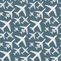 Airplane seamless pattern background vector illustration top view plane and aircraft transportation travel way design journey object.