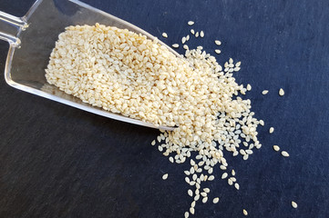 Sesame seeds in scoop