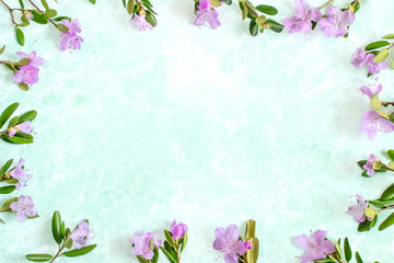 Festive floral frame on light green background