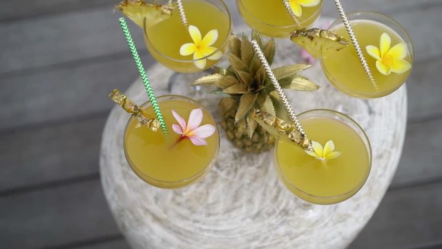 Tropical cocktalis outdoors at luxury villa