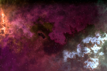 High definition star field, colorful night sky space. Nebula and galaxies in space. Astronomy...