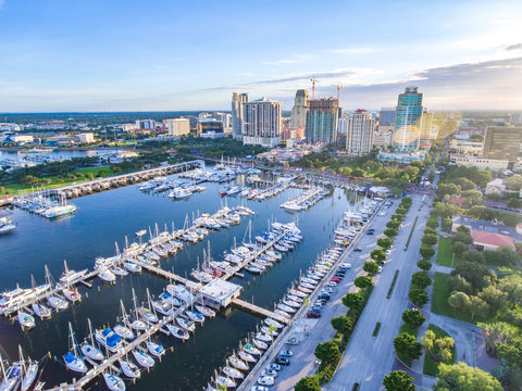 Aerial Boat Dock City Tampa