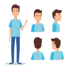 Fototapeta premium group of youngs men poses styles vector illustration design