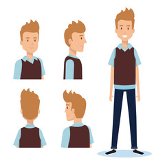 Fototapeta premium group of youngs men poses styles vector illustration design