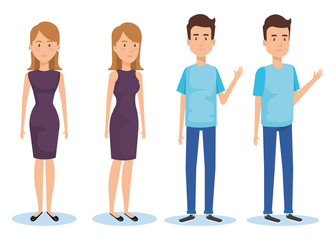 group of young people poses and styles vector illustration design
