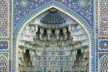 Gur-e-Amir mausoleum of the Asian conqueror Timur (also known as Tamerlane, 1336-1405). It has a very important place in the history of Persian-Mongolian architecture. A Unesco World Heritage Site, Samarkand. Uzbekistan