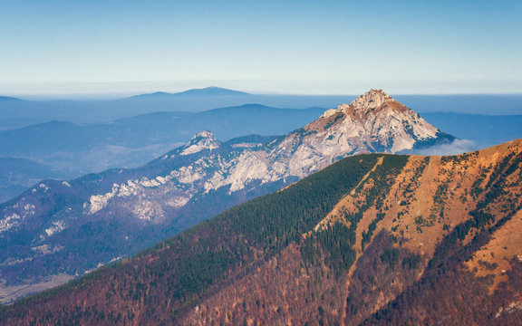 Mountain landscape in the Vratna valley at the national park Mala Fatra, Slovakia, Europe.