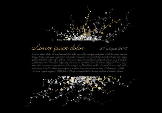 Silver and Gold Leaves Digital Condolence Card Layout