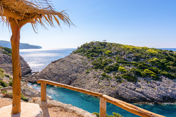 Korakonisi Island near Agios Leon. A view from tavern situated on cliff. Zakynthos island. Zante,...