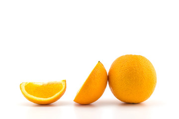 Mandarin orange citrus fruit slice on white background, clipping part