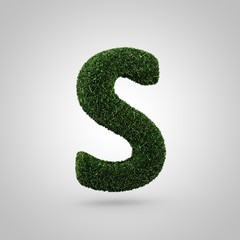 Grass letter S uppercase isolated on white background