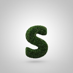 Naklejka premium Grass letter S lowercase isolated on white background