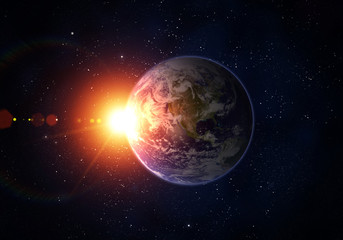 Fototapeta na wymiar Planet Earth, Sun, Space.