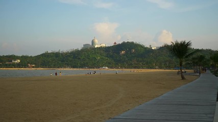 day time zhuhai cityscape beach panorama 4k china

