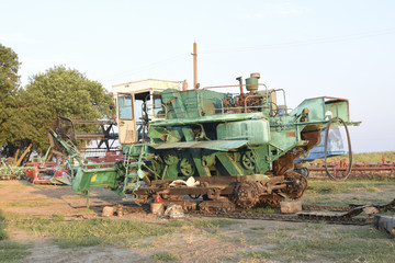 Combine harvesters Agricultural machinery. The machine for harvesting grain crops.