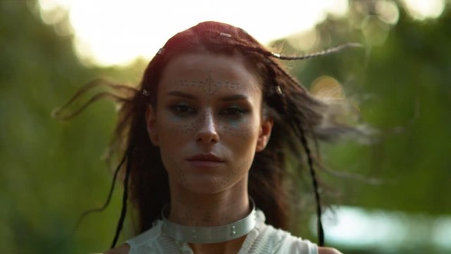 Dacian woman face in slow motion