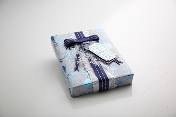 Blue, White, Silver Christmas Package Gift