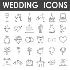 Black line wedding icons