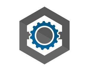 hexagon gear image vector icon