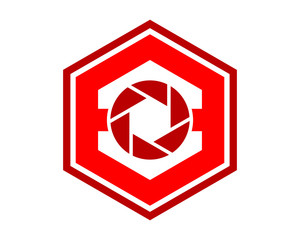 red hexagon camera photo photography photographer photographic image vector icon