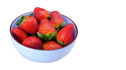 strawberries on a ceramic bowl