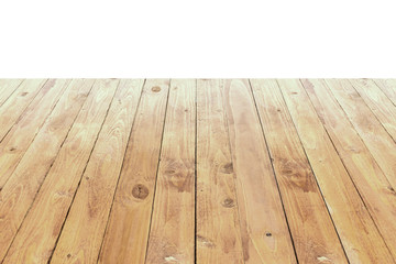 Old wood table on white background.