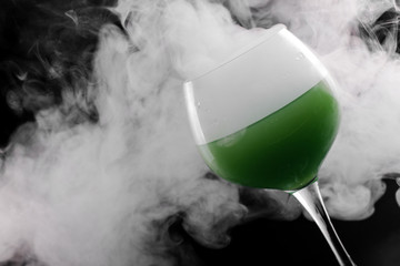 Wine glass with smoke inside and out