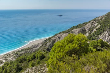 Fotobehang Seascape of Blue Waters of Gialos Beach, Lefkada, Ionian Islands, Greece © Stoyan Haytov