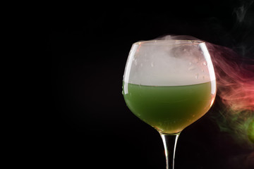 Wine glass with smoke inside and out