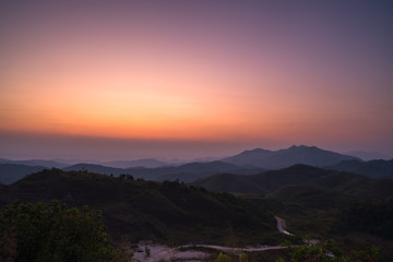 Mountain view with foggy environment