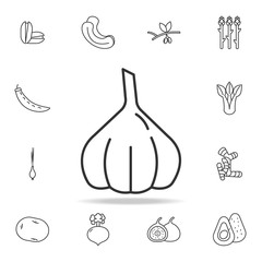 Garlic bulb icon. Set of fruits and vegetables icon. Premium quality graphic design. Signs, outline symbols collection, simple thin line icon for websites, web design, mobile app