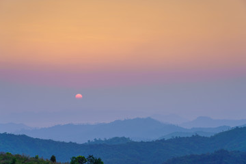 Mountain view with foggy environment