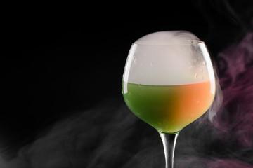 Wine glass with smoke inside and out
