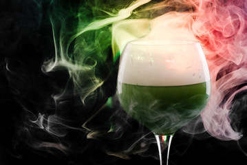 Wine glass with smoke inside and out