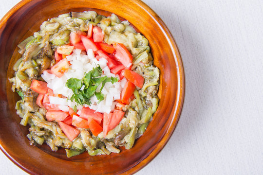 Eggplant Salad Consist Of Tomato, Onion, Vinegar And Shrimp Paste