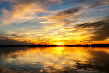 Naklejka na ściany i meble Sunset on a Oklahoma lake.