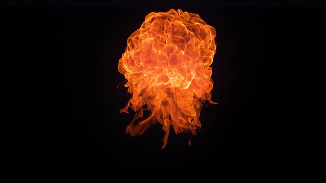 Flames on a black background, slow motion